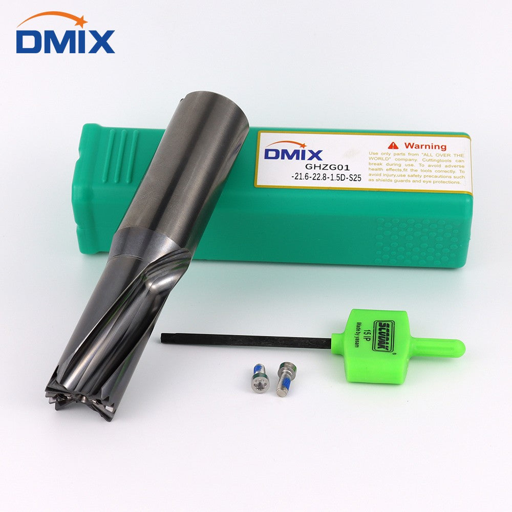 Broca de coroa DMIX de alta velocidade 10-25.8mm 1.5-5D Furação interna de furos indexáveis perfuração interna resfriada Broca dente-de-sabre Substitui broca tipo U