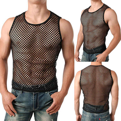 Sexy Transparent Mesh Ultra Thin Perspective Clothing Fishing Net Hollow Vest Headscarf Hood Cosplay Party