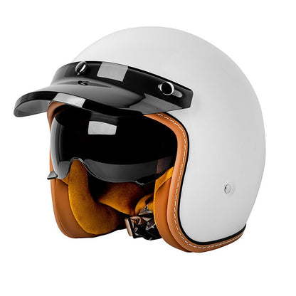 Capacete Aberto de Moto Para Homens E Mulheres Viseira Solar de Lente Dupla Proteção Facial Top Leve Scooter Bicicleta Capacete Retrô 3/4