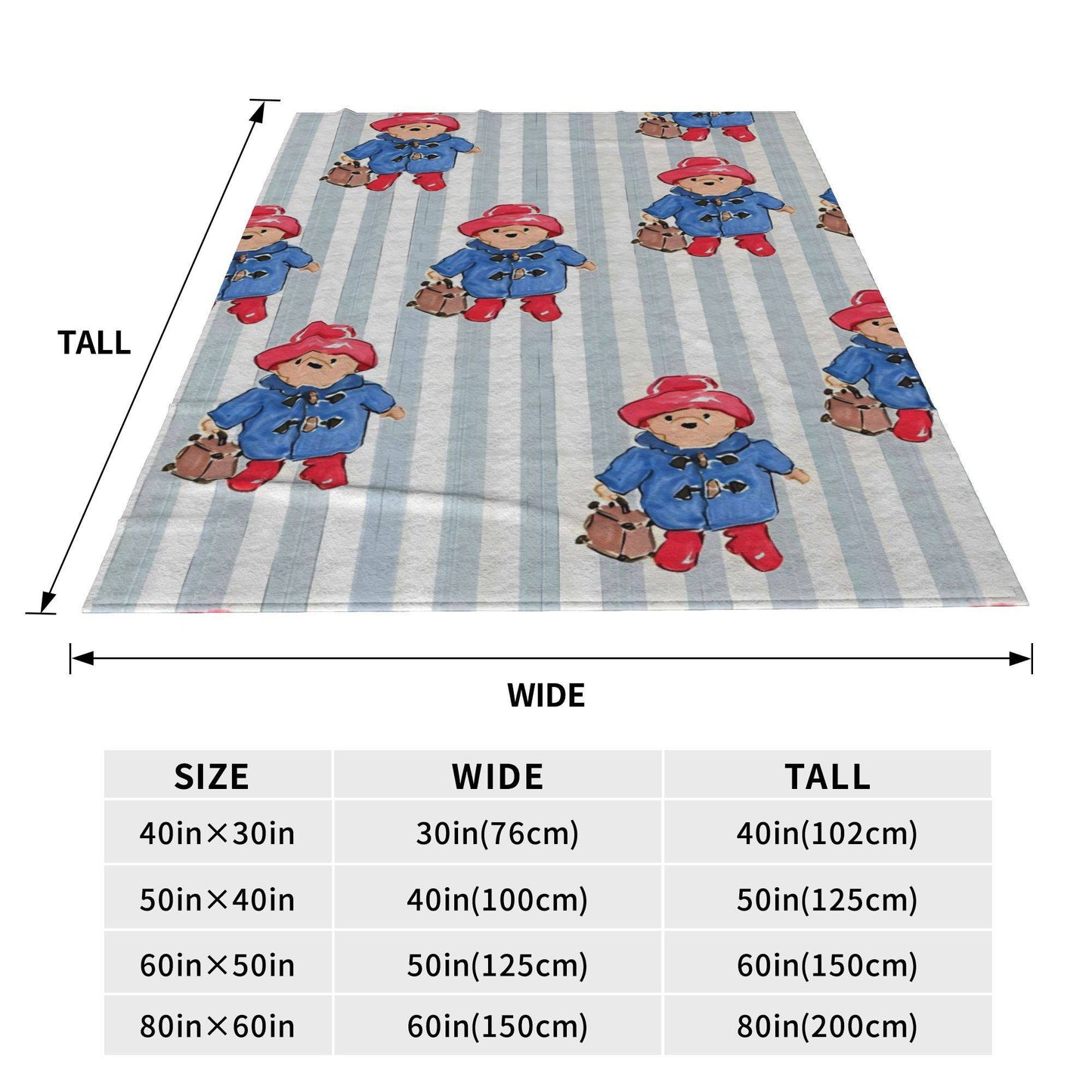 Urso Paddington (manta de pelúcia infantil, edredom de flanela, mantas para sala de estar, design macio e quente, colcha de qualidade, presente de aniversário