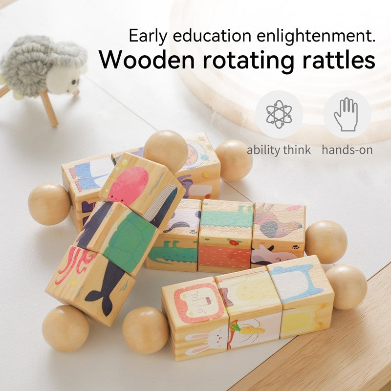 1pc Wooden Montessori Toy Hand bell Toy Baby Mobile Musical Rattle Toy Children Stroller Classic Educational Toys Kid Gifts