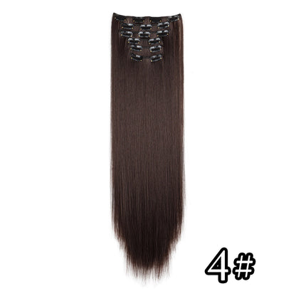 Apliques de Cabelo Natural de 24 Polegadas Cabelo Sintético para Mulheres Kit de Fios de Cabelo 16 Tic-Tacs em 6 Peças Apliques Mechas de Cabelo