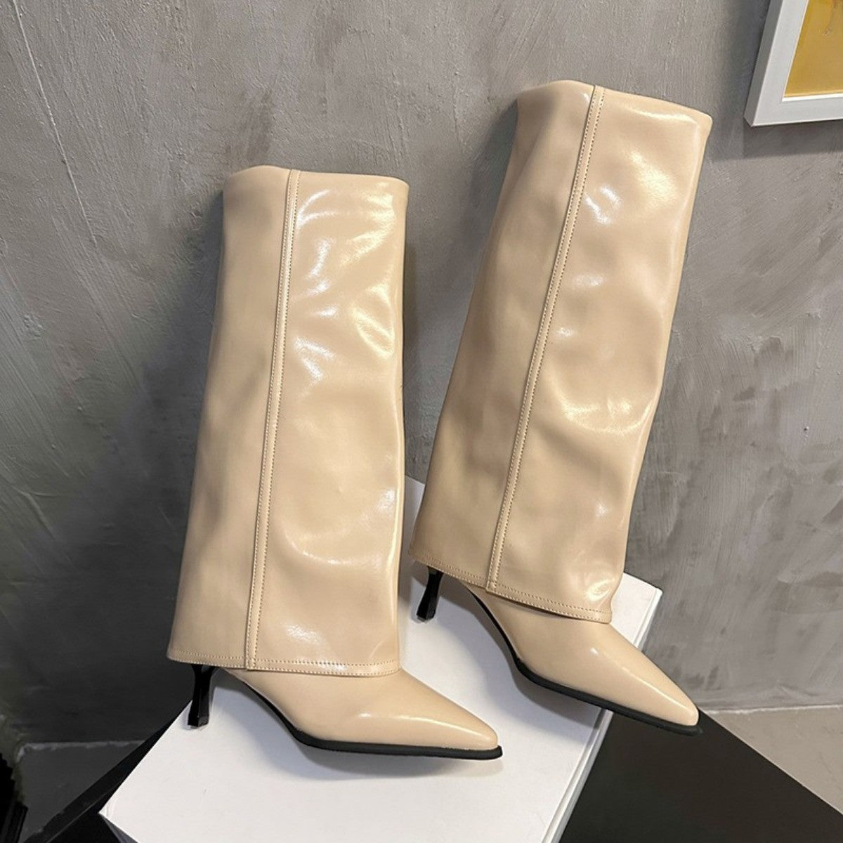 Women Chunky High Boots Pointed Toe Sexy Solid Color Design  Autumn and Winter New 2024 Trend Retro Fad Woman Boots Size 35-42