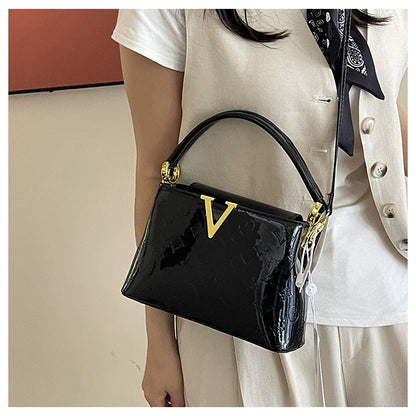 Luxury 2025 Patent Leather Bucket Bag for Women Large Capacity Tote Work Commuter Bag Chic Shoulder Crossbody Purse