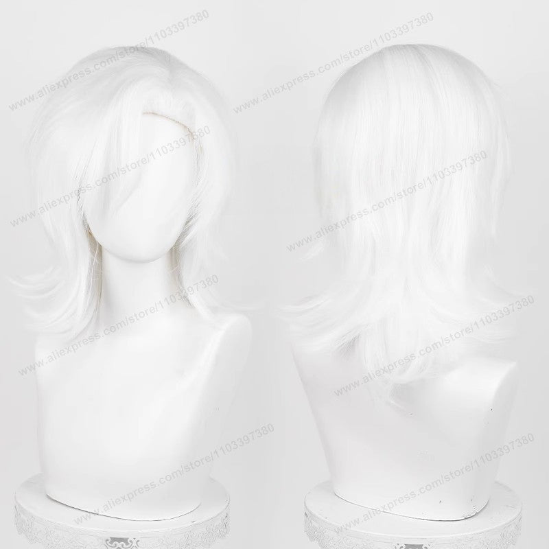 Anime 44cm Medium Basic Synthetic Side Part Hair Cosplay Wig Black White Red Silver Pink Blue Women Man Heat Resistant Hairs