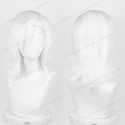 Anime 44cm Medium Basic Synthetic Side Part Hair Cosplay Wig Black White Red Silver Pink Blue Women Man Heat Resistant Hairs