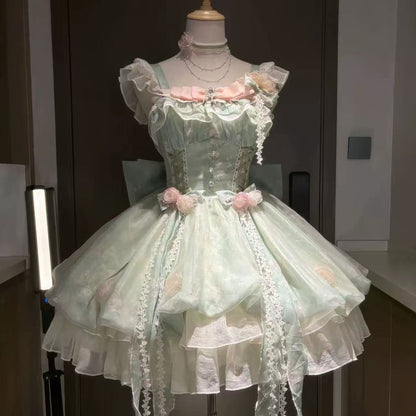 Gothic Y2k Sling Dress Women Harajuku Retro Tulle Ruffles Trim Christmas Party Outfit Grunge Aesthetic Sleeveless Elegant Wear