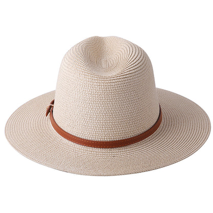 56-58-59-60CM New Natural Panama Soft Shaped Straw Hat Summer Women/Men Wide Brim Beach Sun Cap UV Protection Fedora Hat