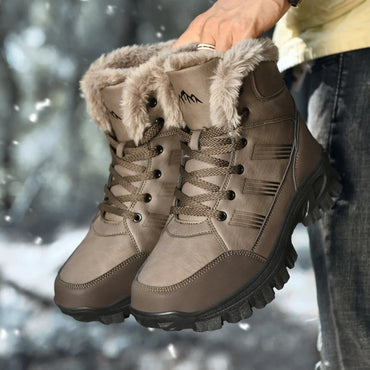 Men Winter Snow Boots Super Warm Men Hiking Boots High Quality Waterproof Leather High Top Big Size Men's Boots Outdoor Sneakers