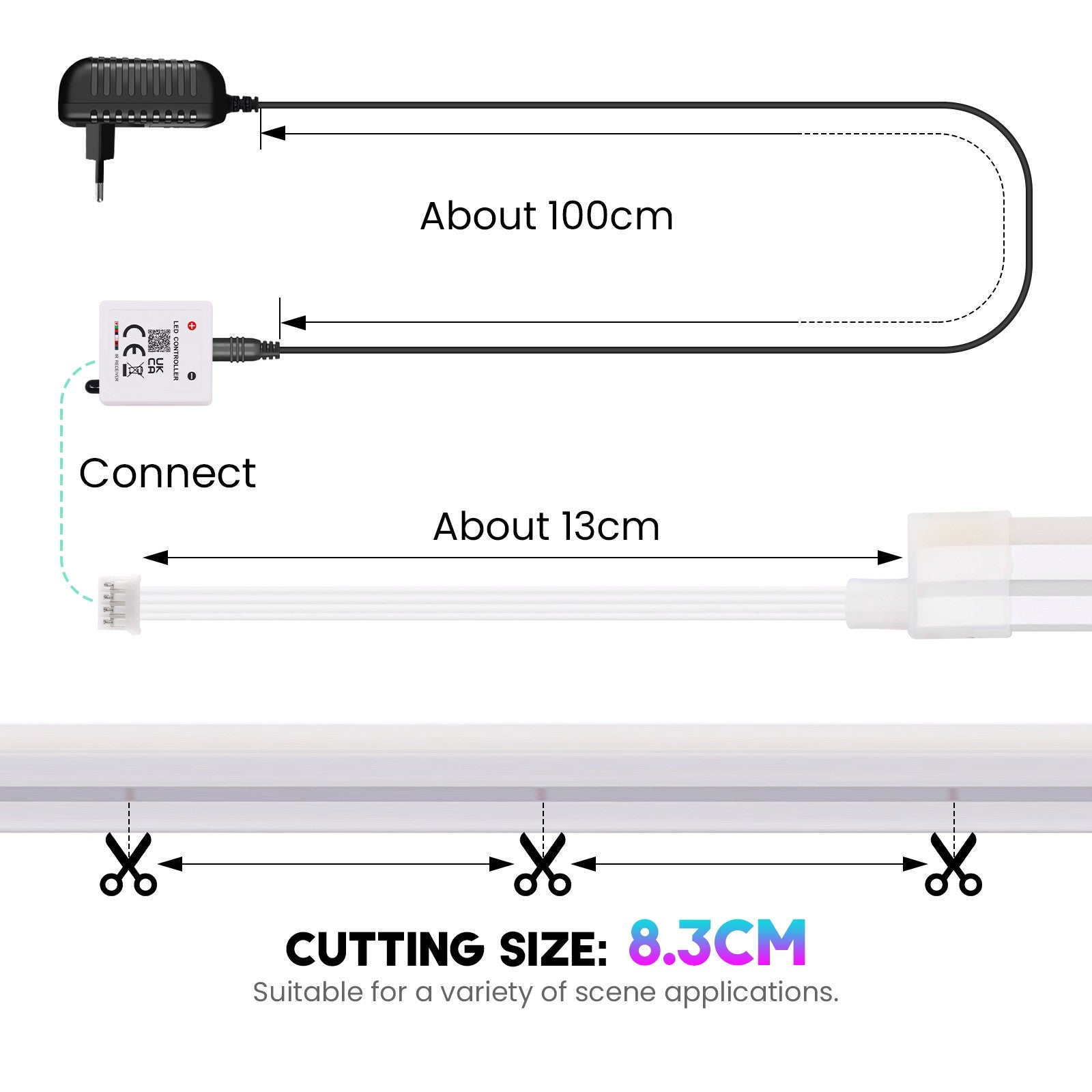 24V RGB 5m 10m 20m 30m LED Neon Strip Light Bluetooth APP 24key 44key Remote Control Music Sync Power Kit 60LED Waterproof Decor