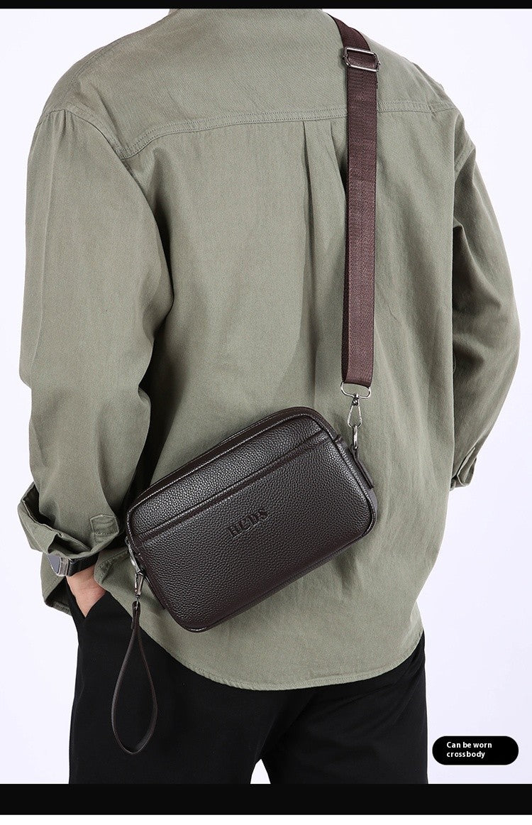 New Style Casual Men's Single Shoulder Bag - Portable Side-Hand Carrying Bag With Wrist Strap - Business-Style Crossbody Bag