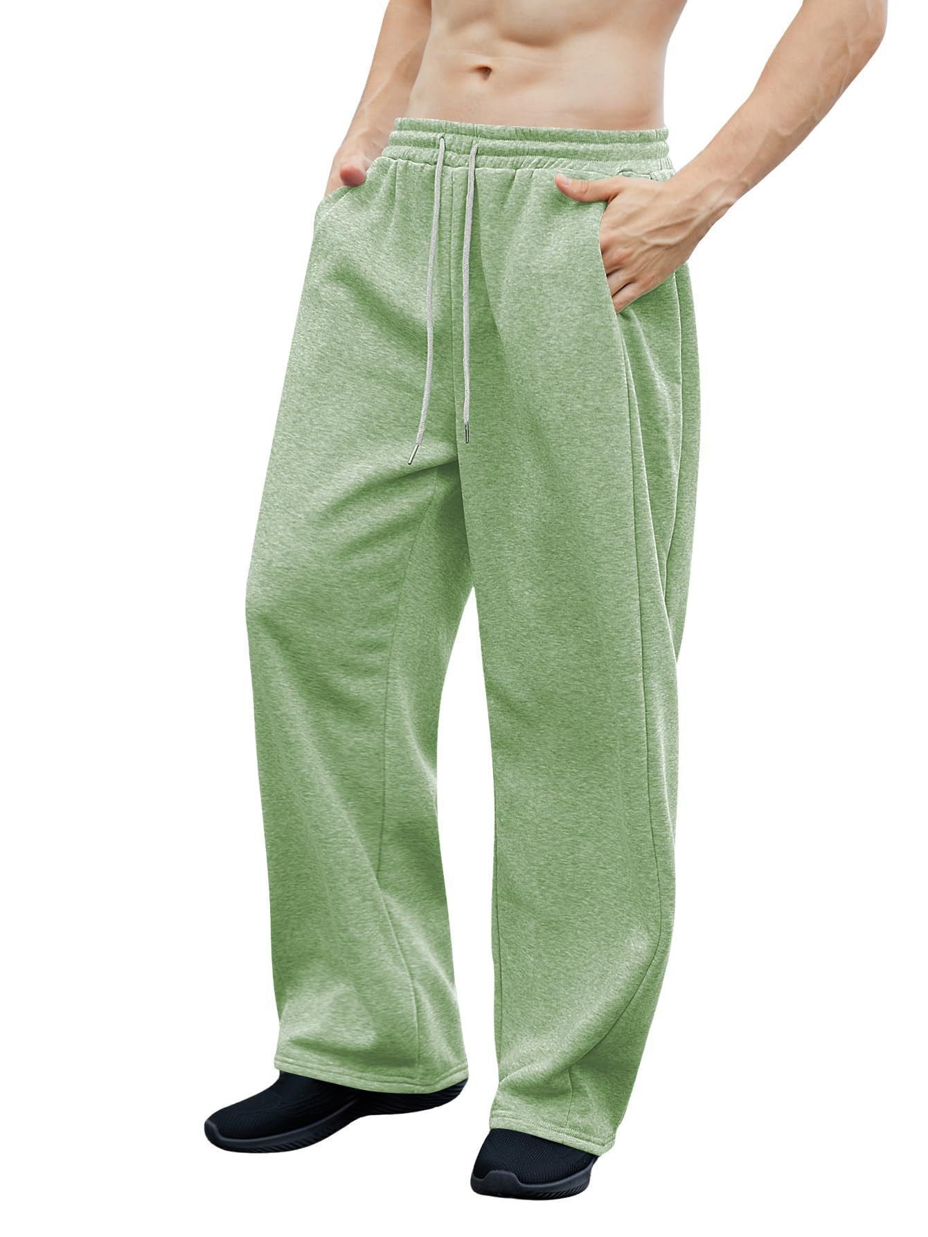 Autumn Men's Baggy Wide-leg Pants Outdoor Jogging Sweatpants Loose Straight Fashion Korean Casual Trousers Streetwear Black Gray