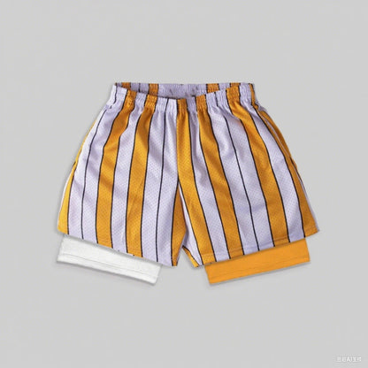 New Gym Double-layer 2-in-1 Men's Sports Shorts with Sweat Absorption Quick Drying Breathable Outdoor Running Fitness Shorts