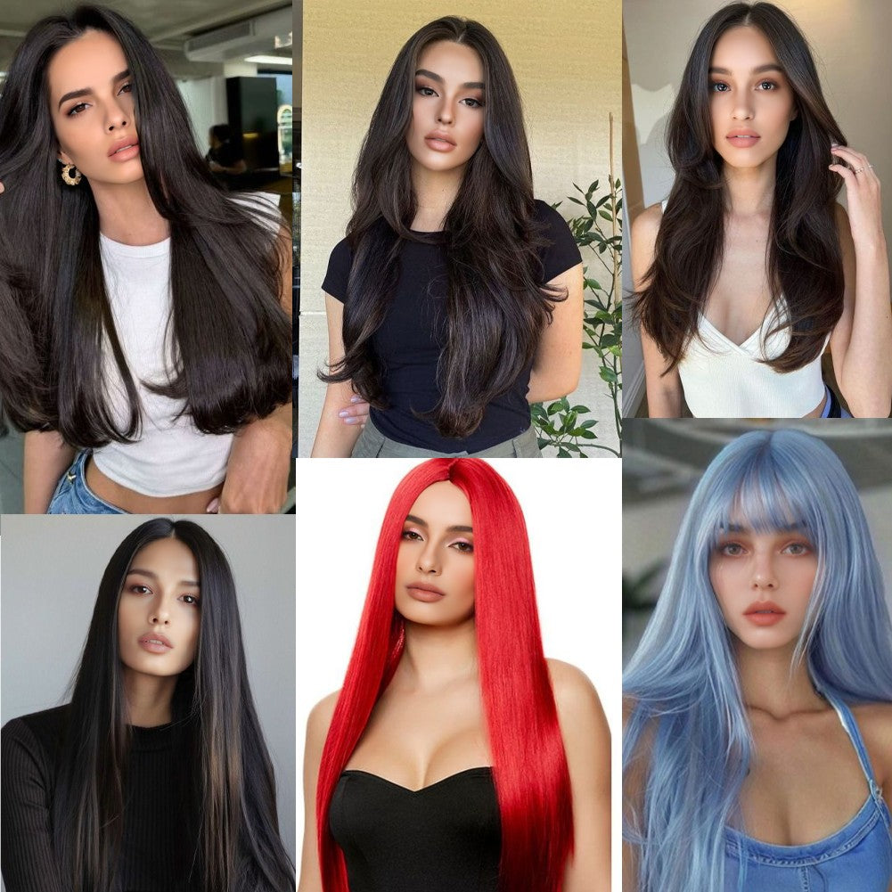 Clip in Hair Extensions Colored Party Highlights 30 inches Multi-colors Straight Hair Synthetic Hairpieces