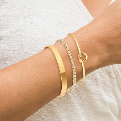 3 pulseiras de aço inoxidável banhadas a ouro para mulheres, joias ajustáveis, presentes, pulseiras de corrente de zircônia de luxo, acessórios de joias