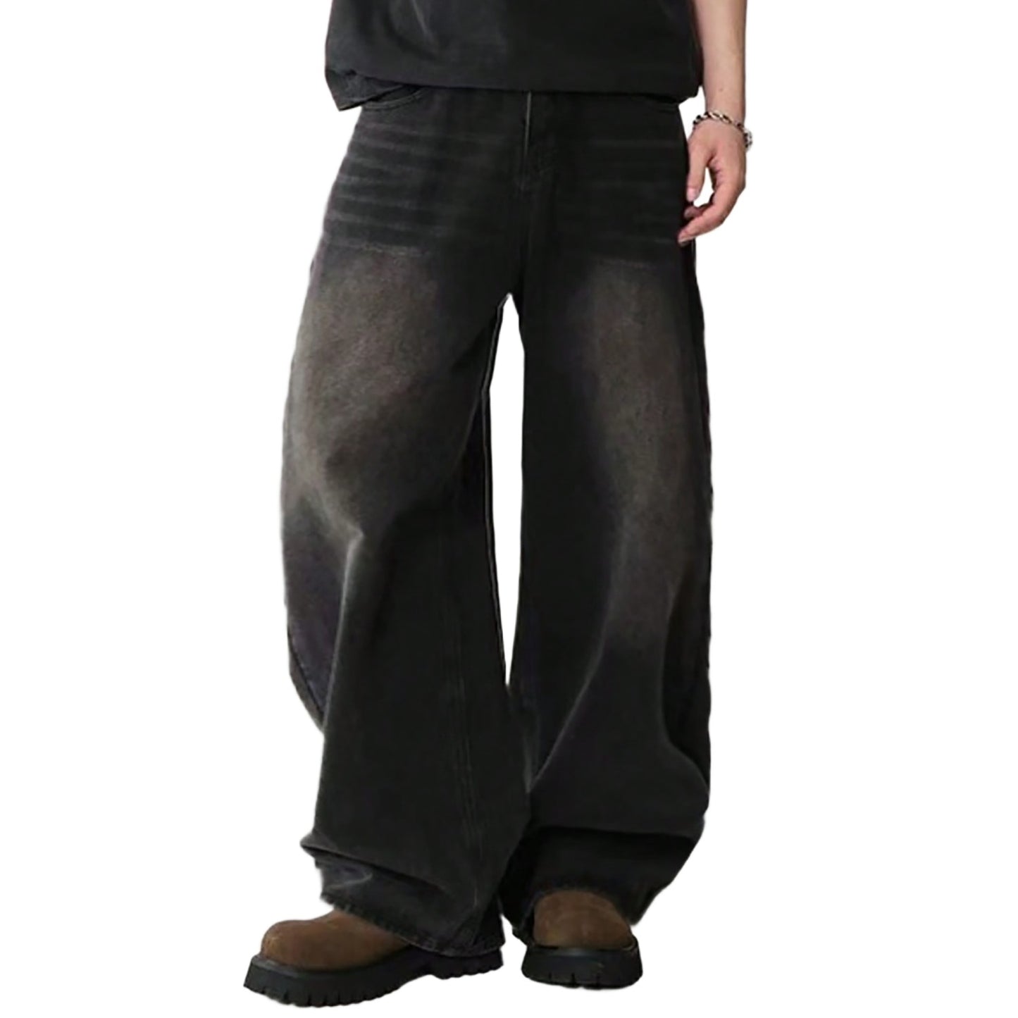 Four Season Men's Jeans Korean Version Student Casual Pants High Street Straight Loose Wide Leg Jeans Black Gray Blue Baggy Jean