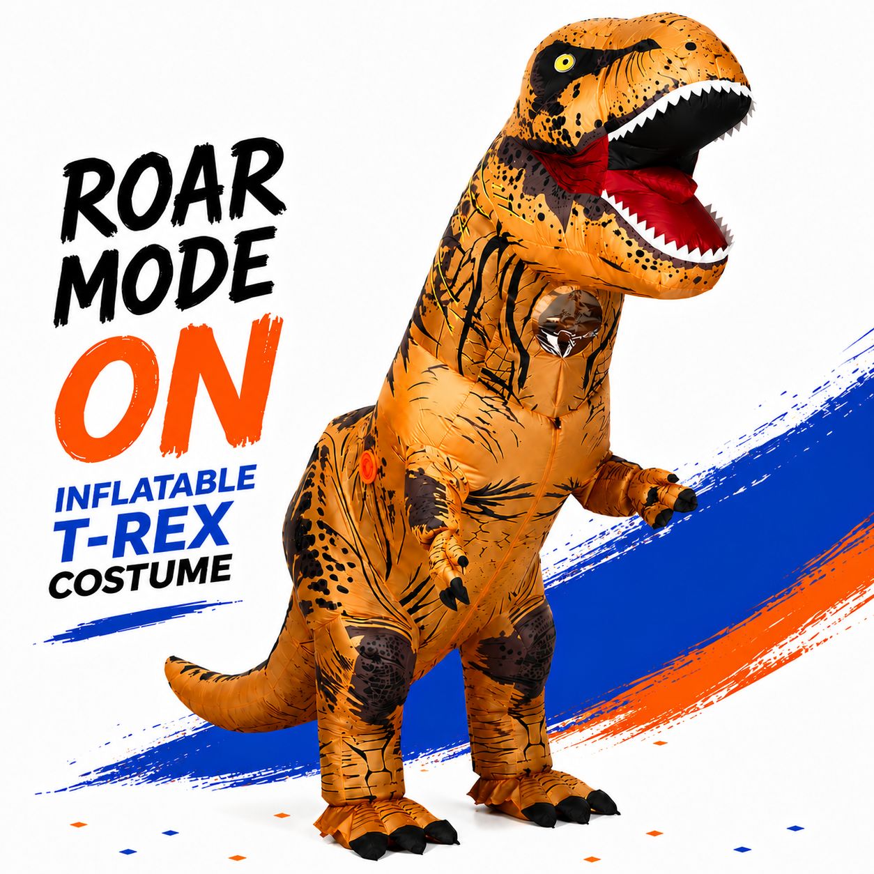 Inflatable T-Rex Dino Dinosaur Costume for Adults, Blow Up Dinosaur Role Play Outfit, Funny Halloween Cosplay Costume for Adult