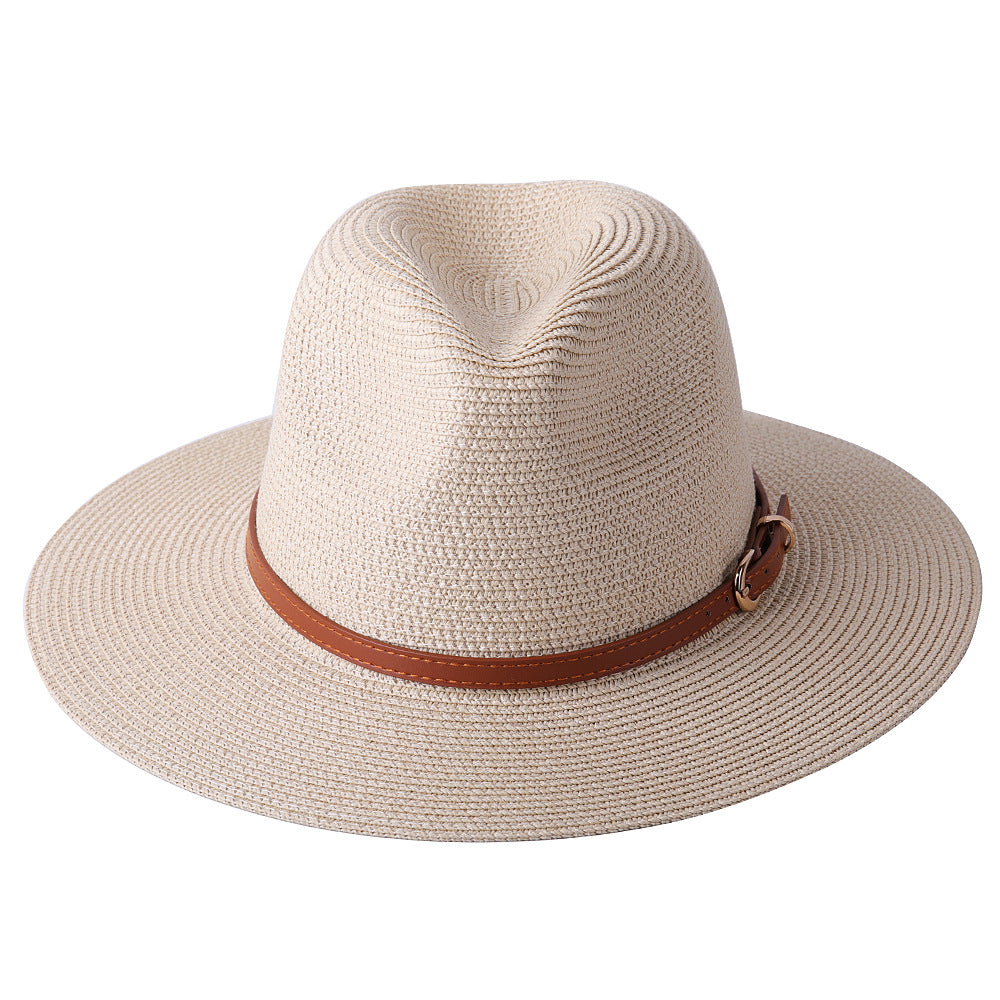 56-58-59-60CM New Natural Panama Soft Shaped Straw Hat Summer Women/Men Wide Brim Beach Sun Cap UV Protection Fedora Hat