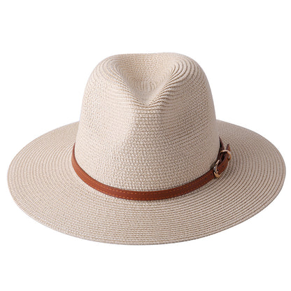 56-58-59-60CM New Natural Panama Soft Shaped Straw Hat Summer Women/Men Wide Brim Beach Sun Cap UV Protection Fedora Hat