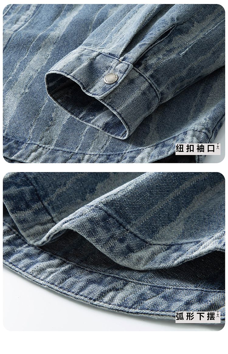 2025 Spring and autumn new fashion men retro denim cargo shirt casual simple shirt blouse