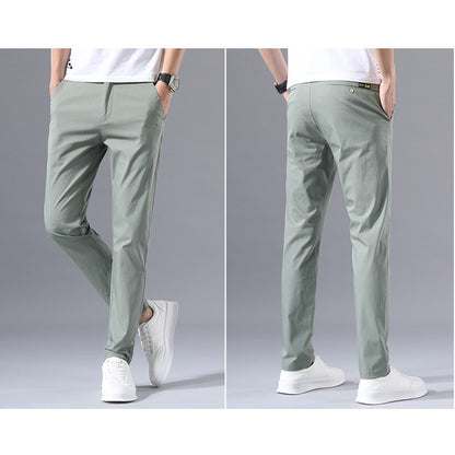 Calças Masculinas de Negócios Sociais Casual Caqui Verde-claro Perna Reta Clássica Slim Fit Venda Quente Fina Masculina