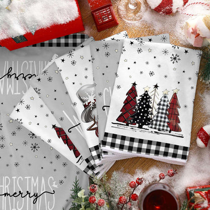 2/4pcs Christmas towels, snowflakes, Christmas trees, snowmen patterns, kitchen cleaning towels, dishwashing towels, hand towels