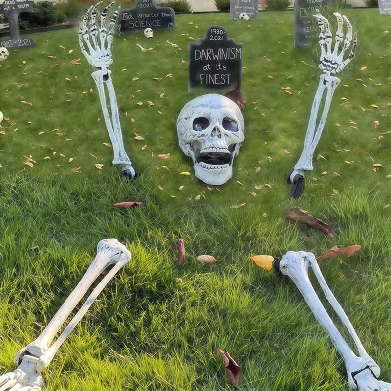 Decorações de Halloween para Casa Crânio Esqueleto Adereços de Terror para Exterior Caveira e Mãos Realistas para Jardim Brincadeiras Festas e Suprimentos