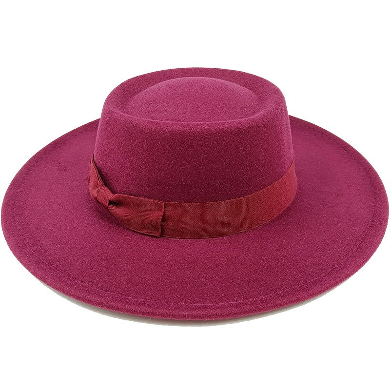 Chapéu Fedora unissex de inverno, superfície circular côncava e convexa, chapéu de jazz de feltro liso, elegante para homens e mulheres.