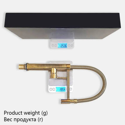 Gold Brass Faucet For Kitchen Sink Rotatable Drop Down Spring Hot And Cold Water Mixers Tap Accessories