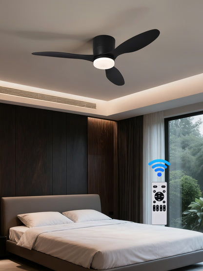 Ceiling Fan With Light,42 Inch Low Profile Ceiling Fan with remote control, For Indoor and Covered Outdoor