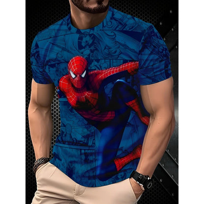 Men Marvel Spider-Man Graphic T-Shirt Spider Design Casual Summer Tops Spiderman Print Superhero Clothes  Spiderman T Shirt