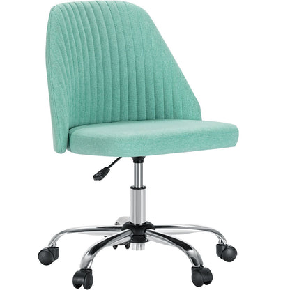 Cadeira de Escritório Pequena sem Braços JHK, Cadeira Giratória Fofa para Penteadeira com Encosto, Tecido Moderno com Rodas, Cadeira Giratória Ergonômica para Casa e Jogos