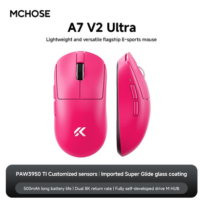MCHOSE A7 V2 Ultra Gaming Mouse Sensor PAW3950 TI Dual 8000Hz 20000fps 42000DPI 750IPS Revestimento de Vidro Super Deslizante Importado CSGO