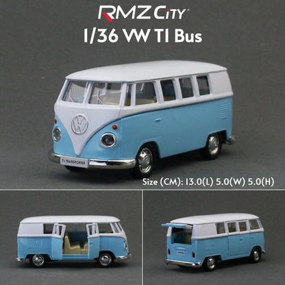 1/36 Volkswagen T1 Transporter Samba Bus RMZ CiTY 5'' Carro de Brinquedo Modelo para Crianças Miniatura Diecast Coleção Presente para Meninos
