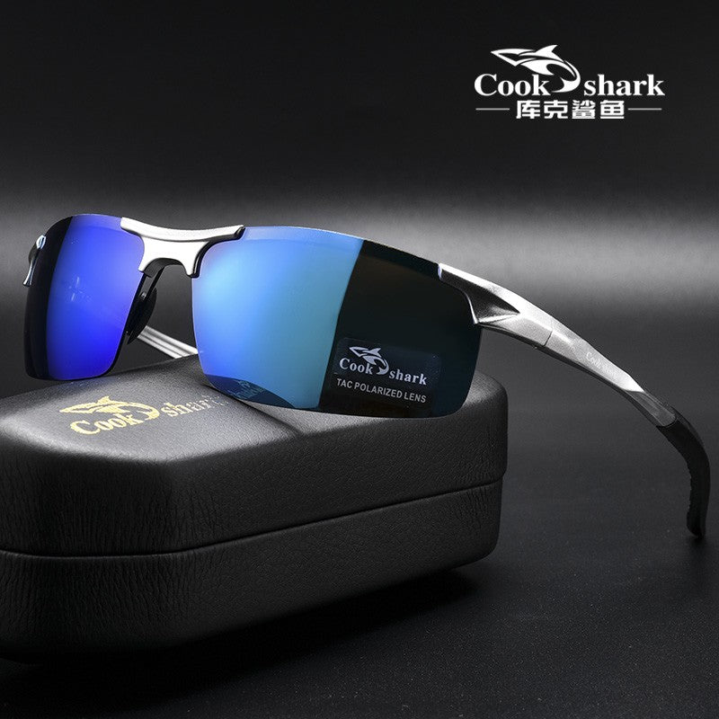 Óculos de sol Cook Shark, novos, de alumínio e magnésio, masculinos, HD polarizados, para dirigir, lentes coloridas, moda.