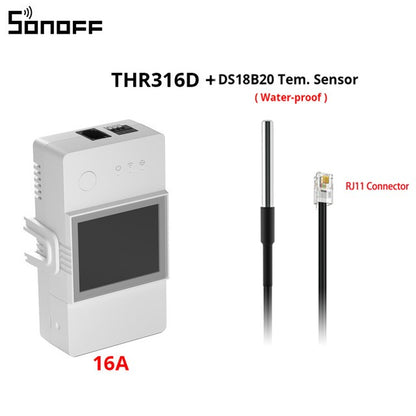 SONOFF TH Elite 16A 20A Wifi Interruptor Inteligente de Monitoramento de Temperatura e Umidade THS01 DS18b20 Sensor Casa Inteligente Via eWelink Alexa