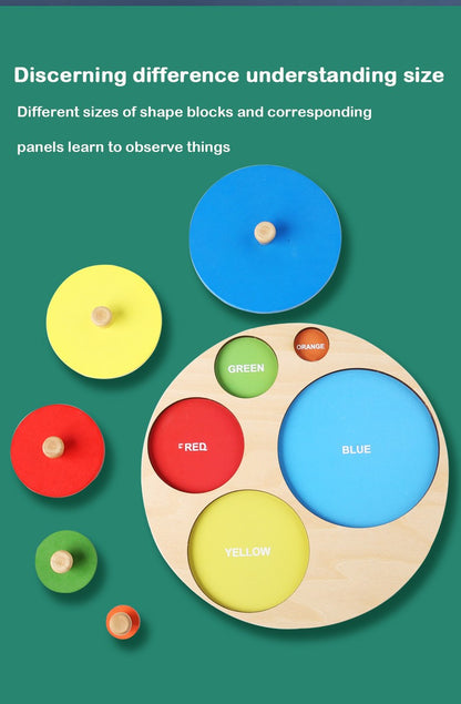 Brinquedos de quebra-cabeça Montessori para bebês de madeira, de encaixe de formas e cores, tábua de raspar à mão, brinquedos cognitivos geométricos de educação infantil