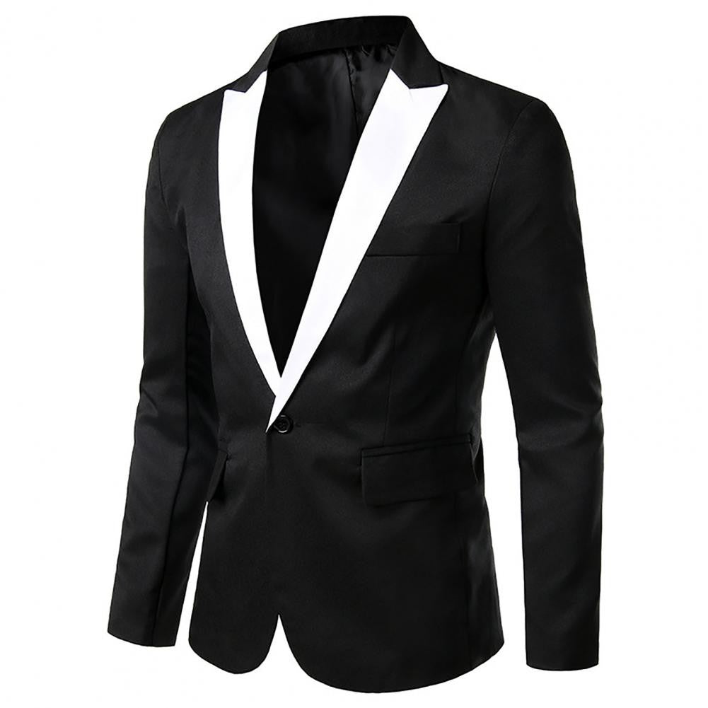 Men Formal Loose Contrast Color Suit Coat Classic Men Suit Coat