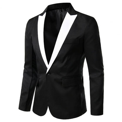 Men Formal Loose Contrast Color Suit Coat Classic Men Suit Coat