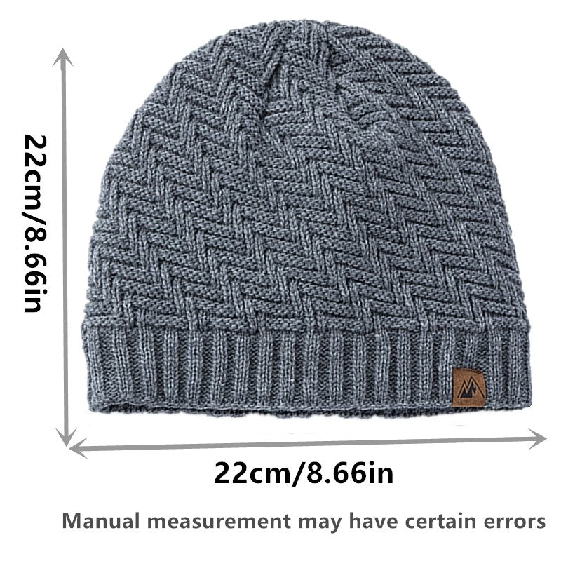 Unisex Peak Labal Winter Hats Fashion Outdoor Knitted Hats For Men And Women Beanie Cap Plush Fur Lined Warm Sports Hats