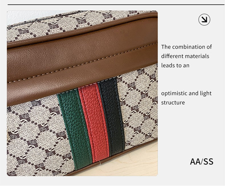 Casual Lightweight Sling Bag with Color Block Strap for Men PU Leather Messenger Bag Trend Wide Strap Crossbody Bags Designer