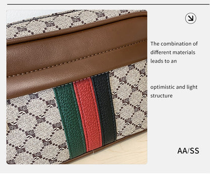 Casual Lightweight Sling Bag with Color Block Strap for Men PU Leather Messenger Bag Trend Wide Strap Crossbody Bags Designer