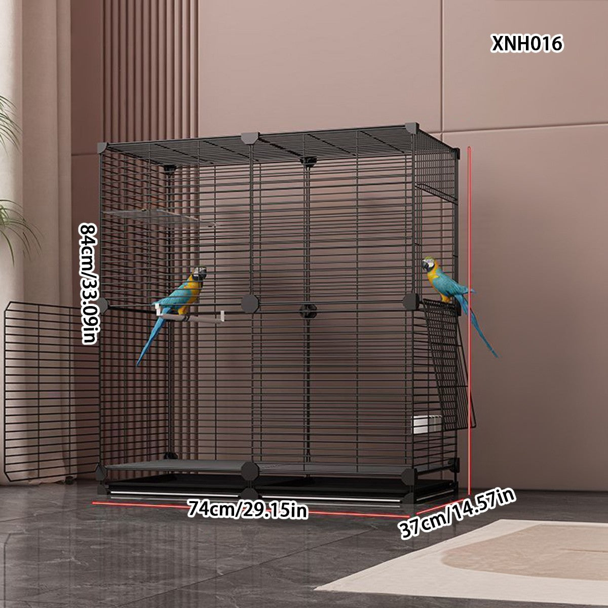 Gaiola para Papagaio Grande Doméstica com Pele de Tigre, Fênix Negra, Peônia, Nova Casa de Luxo, Arame Horizontal, Gaiola Ornamental de Metal Especial