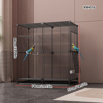 Gaiola para Papagaio Grande Doméstica com Pele de Tigre, Fênix Negra, Peônia, Nova Casa de Luxo, Arame Horizontal, Gaiola Ornamental de Metal Especial