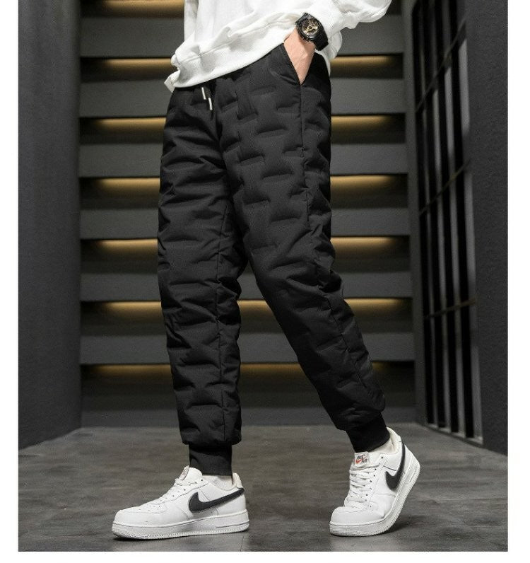 Calças Masculinas de Algodão com Penugem Corta-Vento Impermeáveis Quentes Esportivas de Inverno Soltas para Neve Longas Jovens Casuais Modernas ...