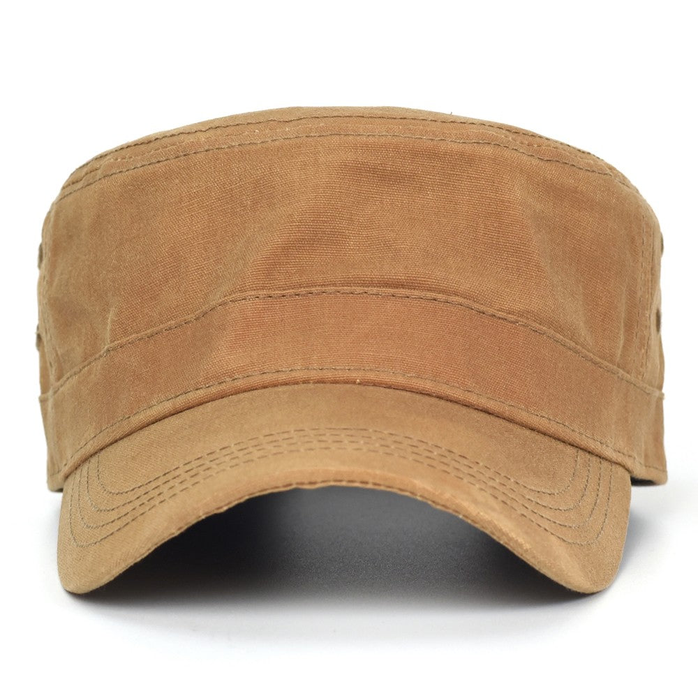 Bonés Militares de Lona Encerada Algodão Masculinos Impermeáveis Chapéu Cadete do Exército Design Único Vintage Topo Reto