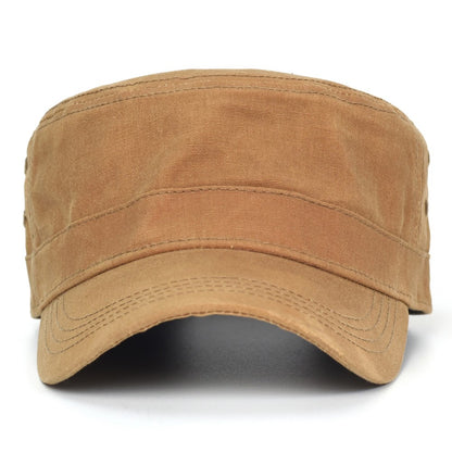 Bonés Militares de Lona Encerada Algodão Masculinos Impermeáveis Chapéu Cadete do Exército Design Único Vintage Topo Reto