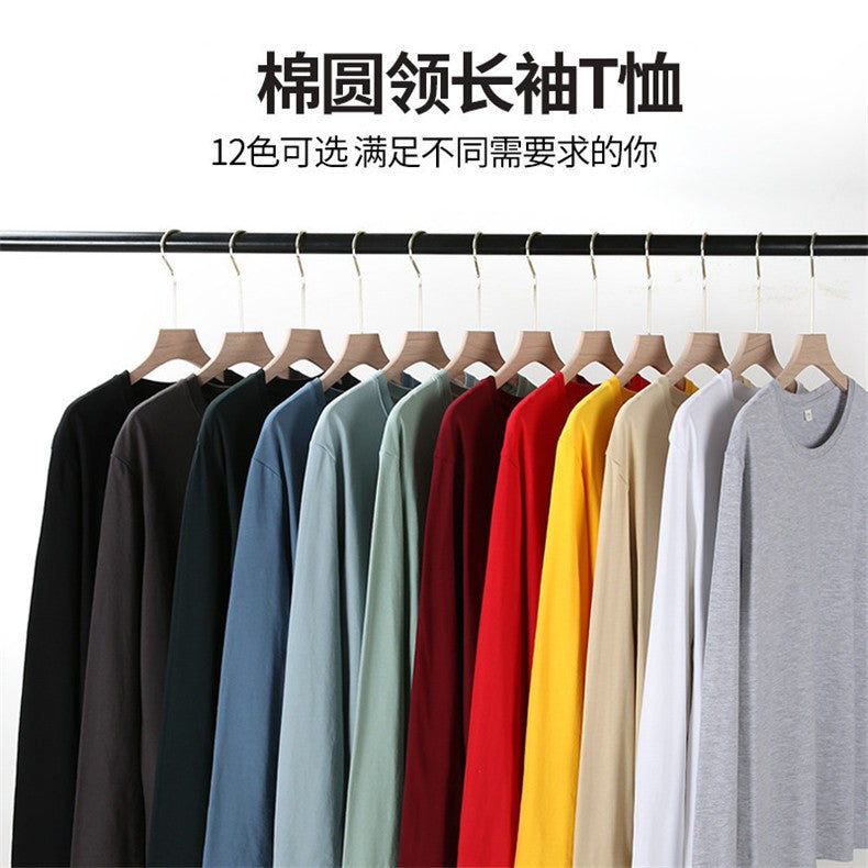 Long Sleeves T-Shirts Men 100% Cotton Tee Tops Male Autumn Basic Plain Color Tshirts Women Normal Fit Size M-5XL Under Wear Man