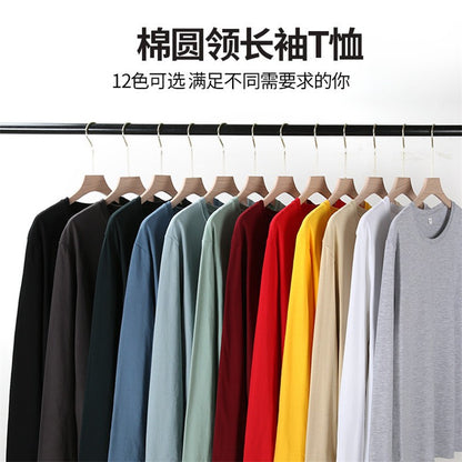 Long Sleeves T-Shirts Men 100% Cotton Tee Tops Male Autumn Basic Plain Color Tshirts Women Normal Fit Size M-5XL Under Wear Man