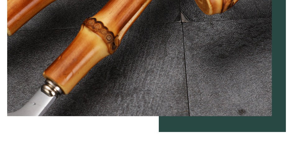 Conjunto de Talheres com Cabo de Bambu Natural, Talheres de Aço Inoxidável, Talheres de Cozinha, Inclui Garfos Colheres Facas Talheres